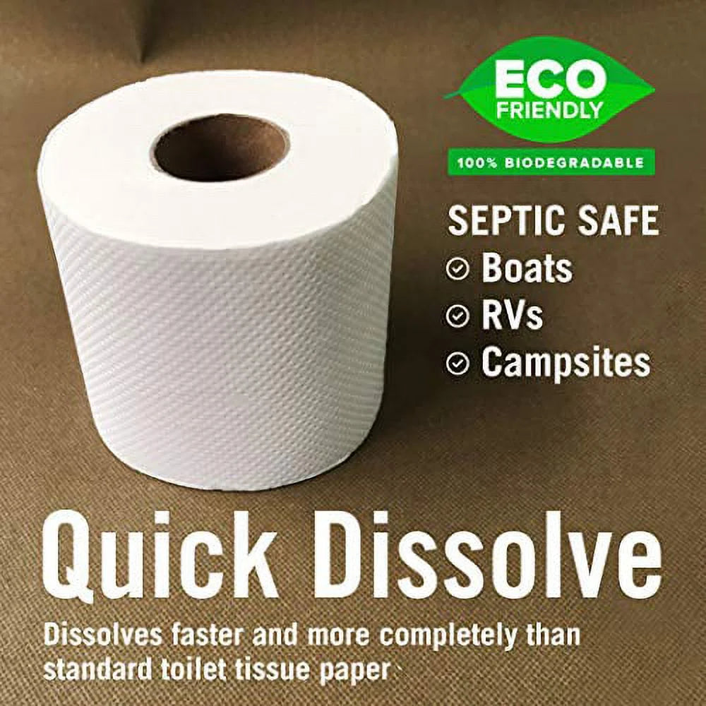 Marine and RV Toilet Paper: Septic-Safe, Quick-Dissolving, Biodegradable | Bulk 12 Pack - Peak Performance Outfitters