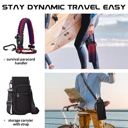 32oz Stainless Steel Insulated Water Bottle with Straw and Shoulder Carrier Bag - Peak Performance Outfitters