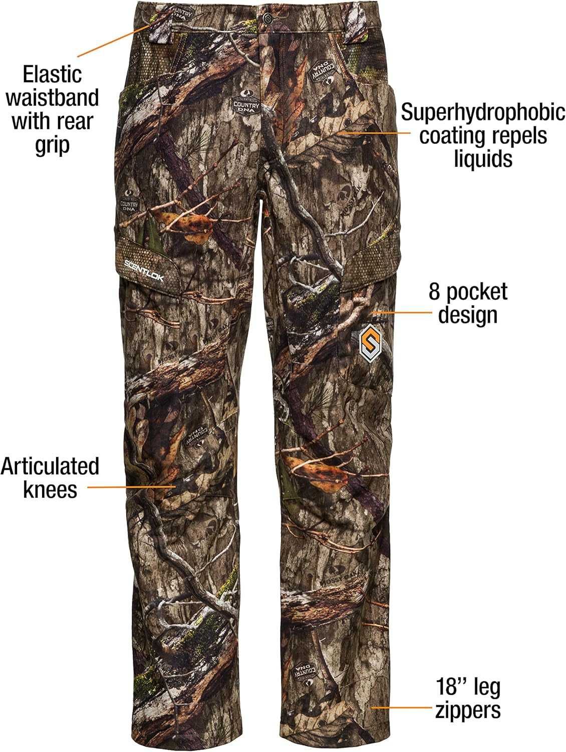 Forefront Camo Hunting Pants - Midweight Water Repellent Pants with Carbon Alloy Odor Reducing Technology - Peak Performance Outfitters