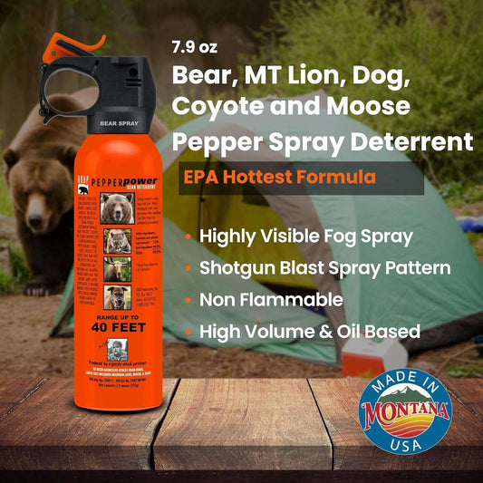 UDAP Pepper Power Magnum Bear Spray Self Defense Deterrent with Holster for Camping, Hiking, Fishing, Powerful Blast Pattern, 30 ft Fog Barrier, 12HP, 7.9 oz