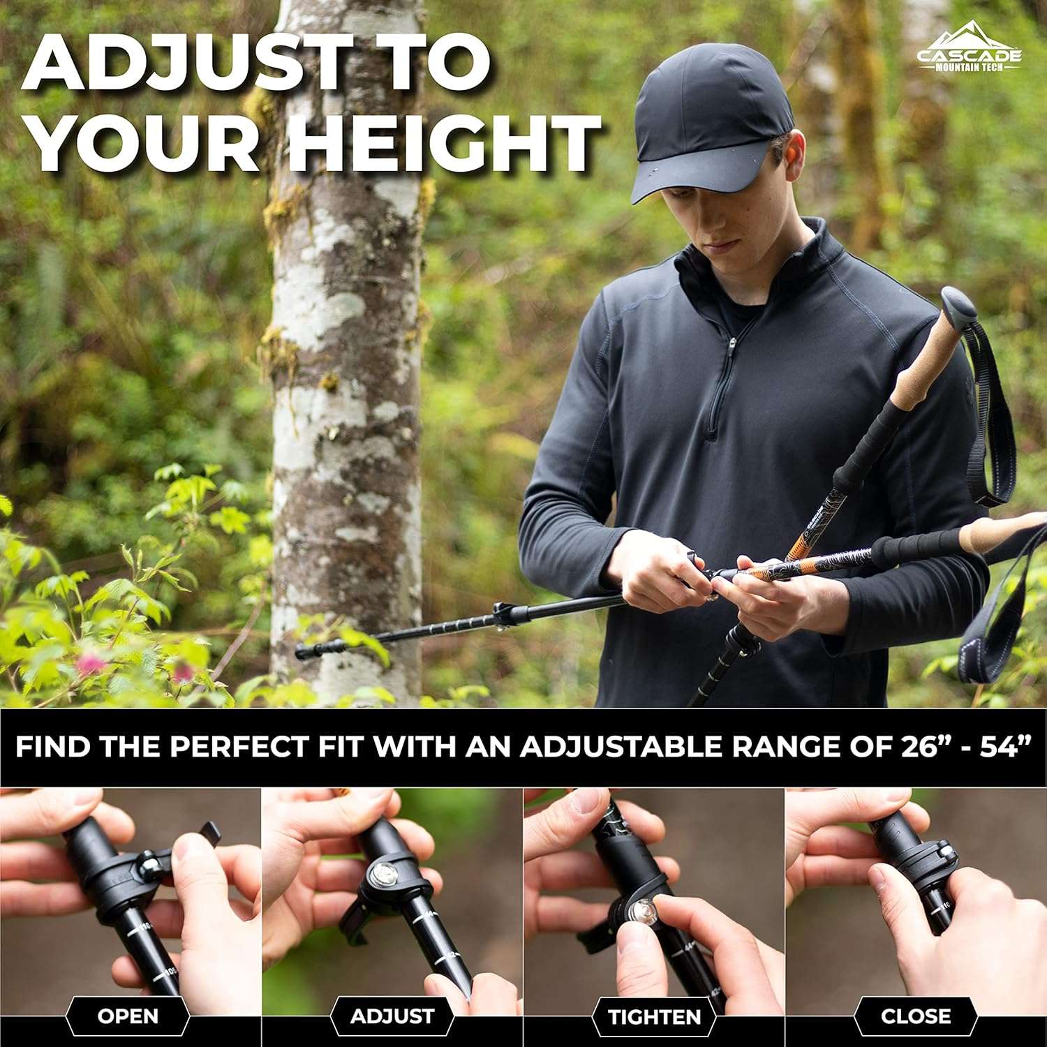 Cascade Mountain Tech Lightweight Aircraft-Grade Aluminum Trekking Poles