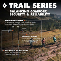 Black Diamond Trail aluminum trekking poles with FlickLock adjustment