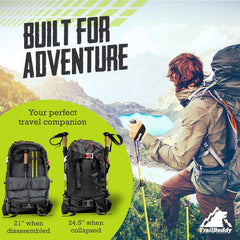 TrailBuddy trekking poles collapsed alongside carry bag