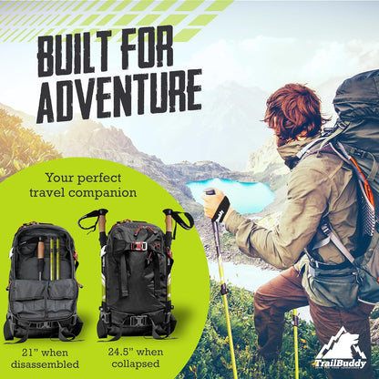 TrailBuddy trekking poles collapsed alongside carry bag