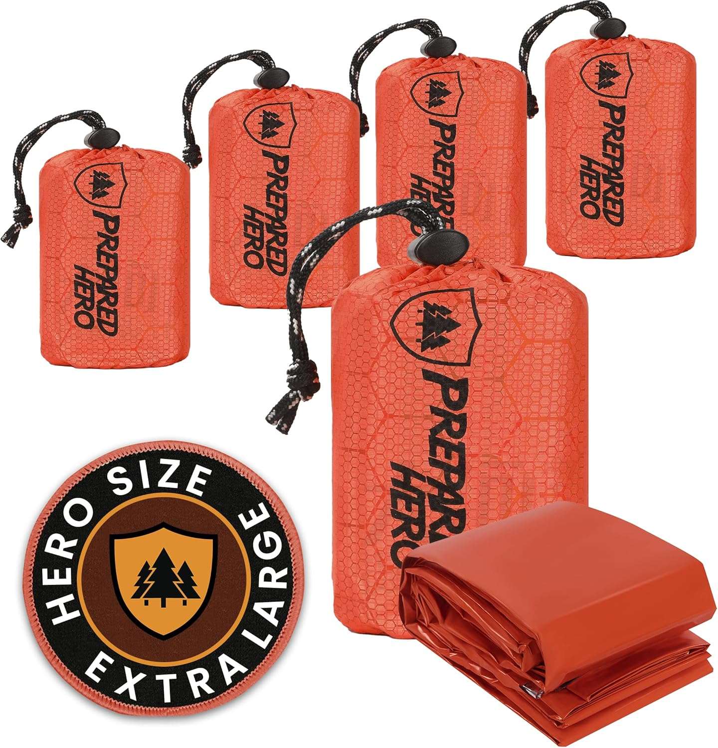 Prepared Hero Survival Bag - 2 Pack - Emergency Sleeping Bag, Thermal Bivy Sack for Camping, Hiking, Outdoor. Lightweight, Portable, Survival Shelter.