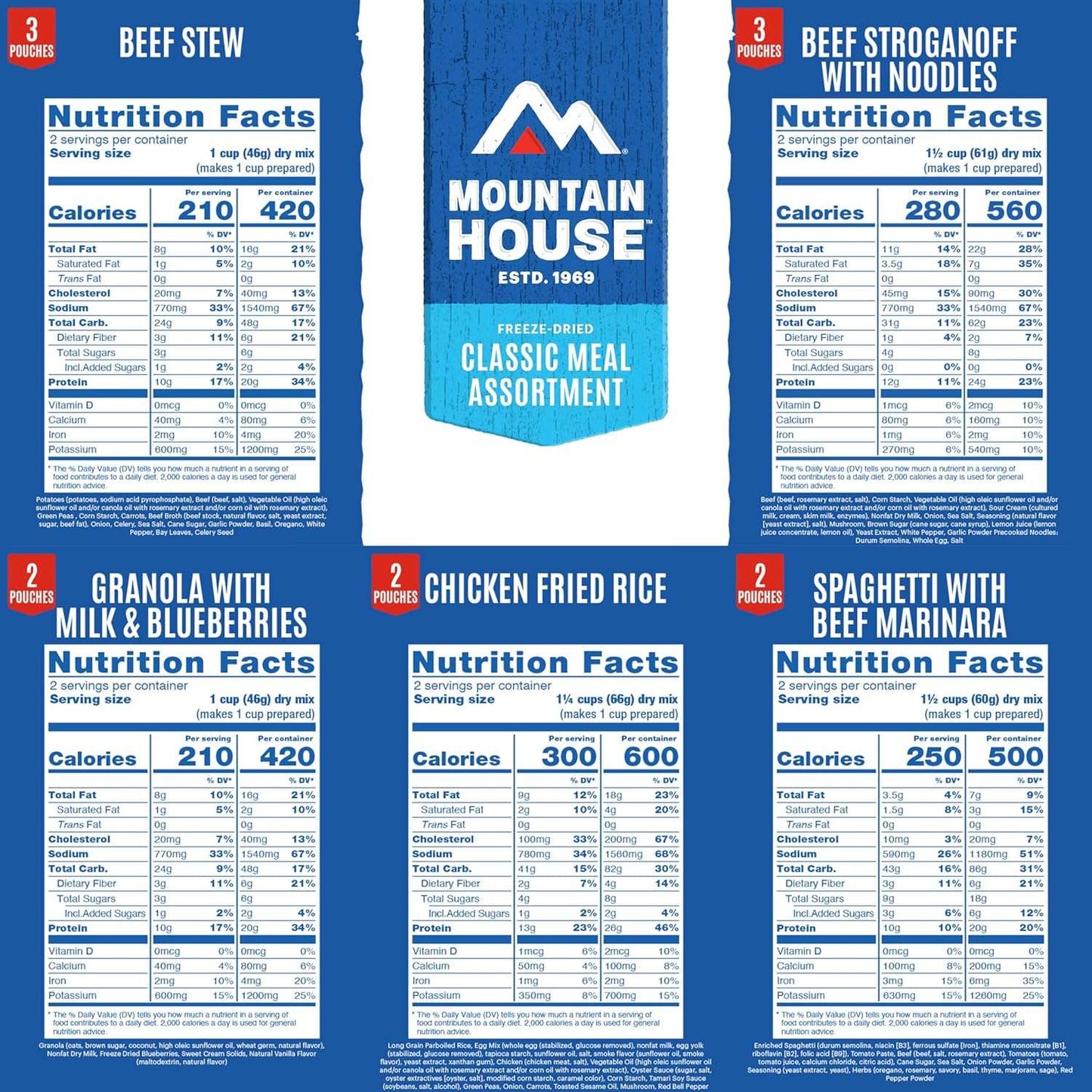 Mountain House Emergency Meal Assortment Kit with 30-Year Shelf Life