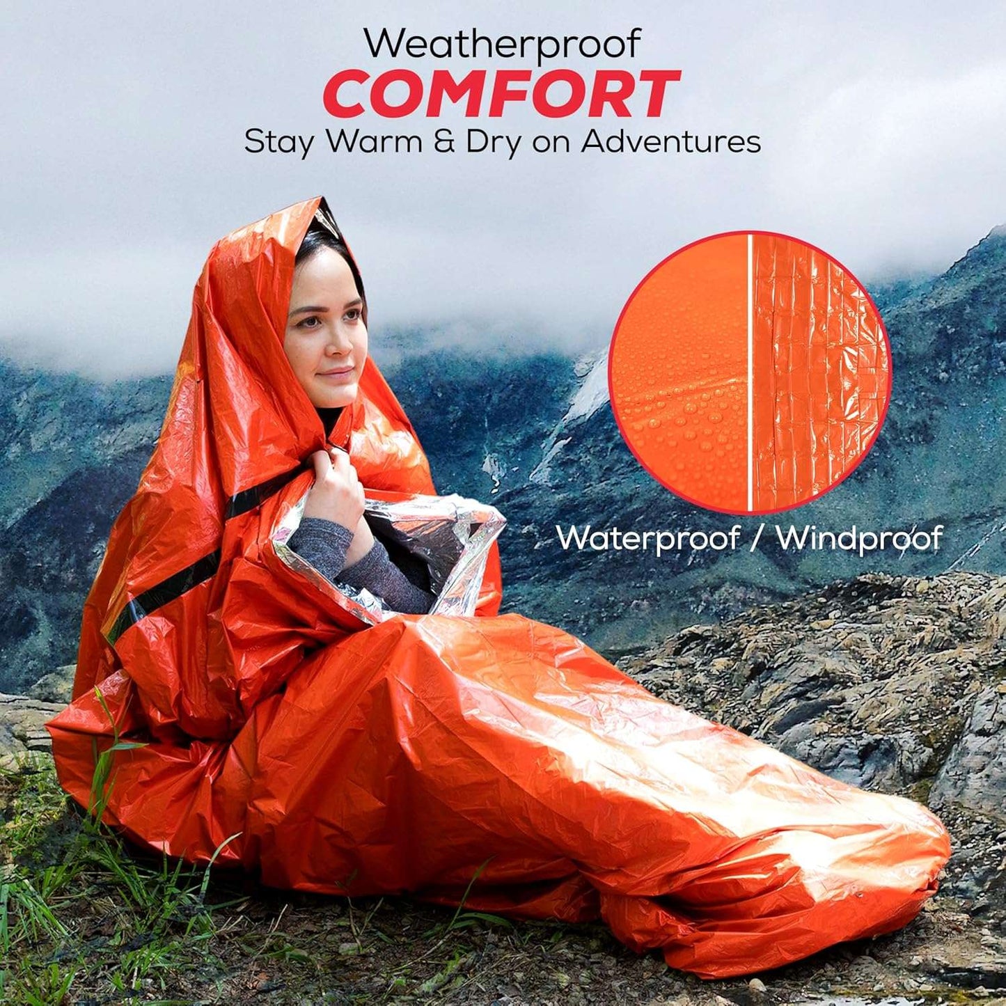 Emergency Sleeping Bag 3-Pack Waterproof Mylar Bivy Shelter