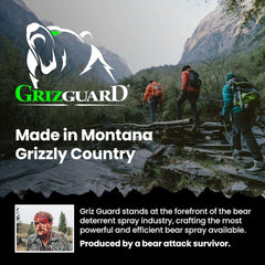 Griz Guard Bear Spray with Holster -Maximum Strength 7.9 oz, 40-Foot Range, EPA-Registered Bear Deterrent – Repels Bears, Mountain Lions, Coyotes & Moose, Glow Safety Clip, Hiking & Camping Protection