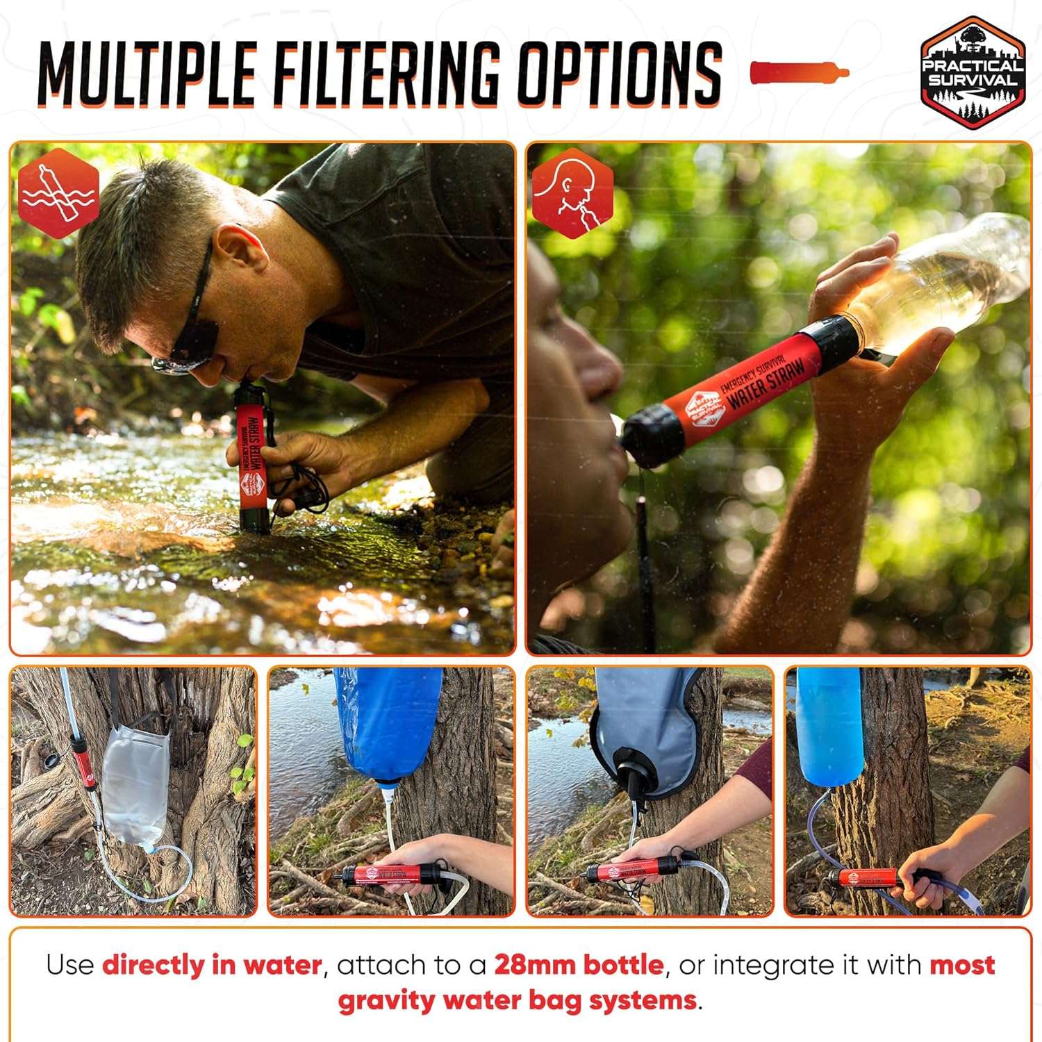 5 High-Capacity Emergency Water Straws – Lightweight, Reusable, 1800-Gallon Filters for Camping, Hiking, Travel, Biking, Survival, and Emergency Preparedness - No Expiration Date - Practical Survival