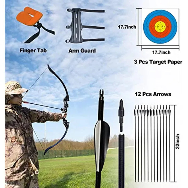 Youth Archery Recurve Bow Set for Outdoor Shooting and Hunting Practice - Right Hand - Peak Performance Outfitters