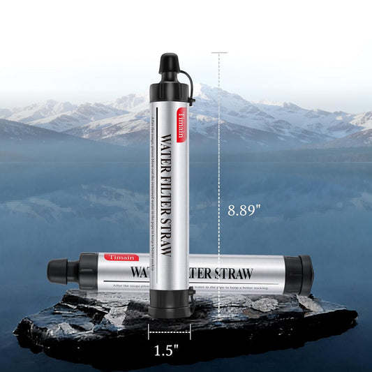 Timain 2 Pack 4-Stage Filtration, High Flow Rate Water Filter Straw, Water Purifier Survival for Emergency Kits, Travel, Camping, Hiking, Fishing, Hunting