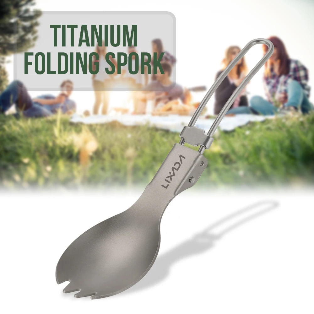 Lixada Titanium Camping Spoon Spork with Folding Handle - Peak Performance Outfitters