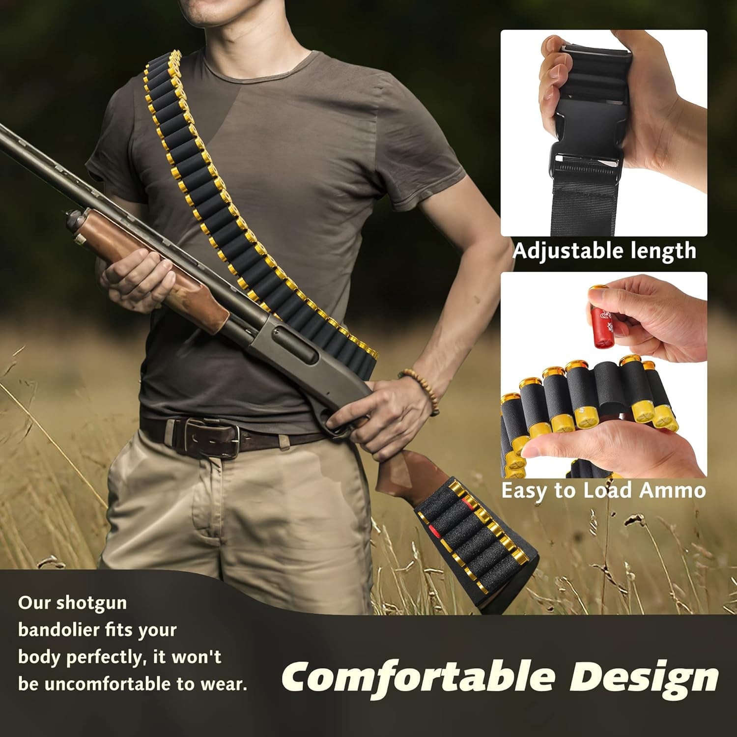 Adjustable Tactical Shotgun Shell Bandolier with Optional Shotgun Shell Holders for Hunting - Peak Performance Outfitters