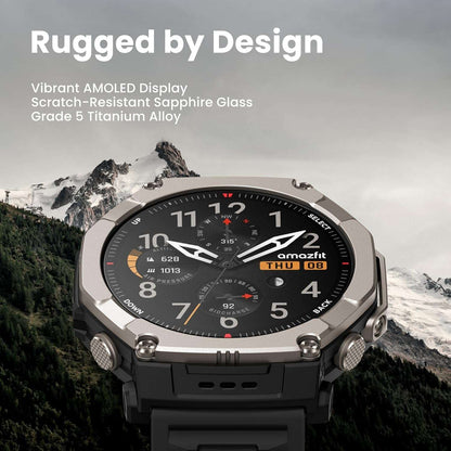 Amazfit T-Rex Ultra 2 Dual-Band GPS Outdoor Smartwatch, 51Mm Ti Body, 1.5" Sapphire AMOLED Display, Flashlight, 30 Days of Battery, Offline Maps, 10 ATM, 180+ Sports Mode for Android & Iphone, Black