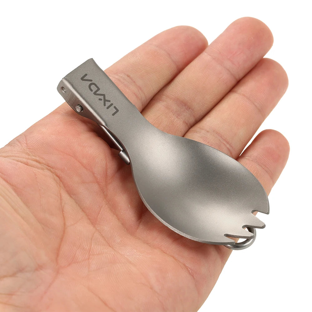 Lixada Titanium Camping Spoon Spork with Folding Handle - Peak Performance Outfitters