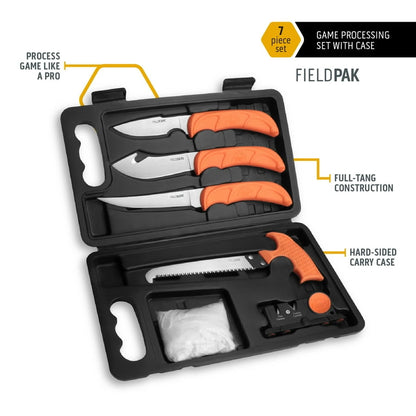 Game Processing Kit — 7-Piece Field Dressing & Butchering Set with Carry Case