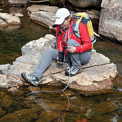 Katadyn Hiker Pro filter showing glass fiber cartridge and pump mechanism for field use