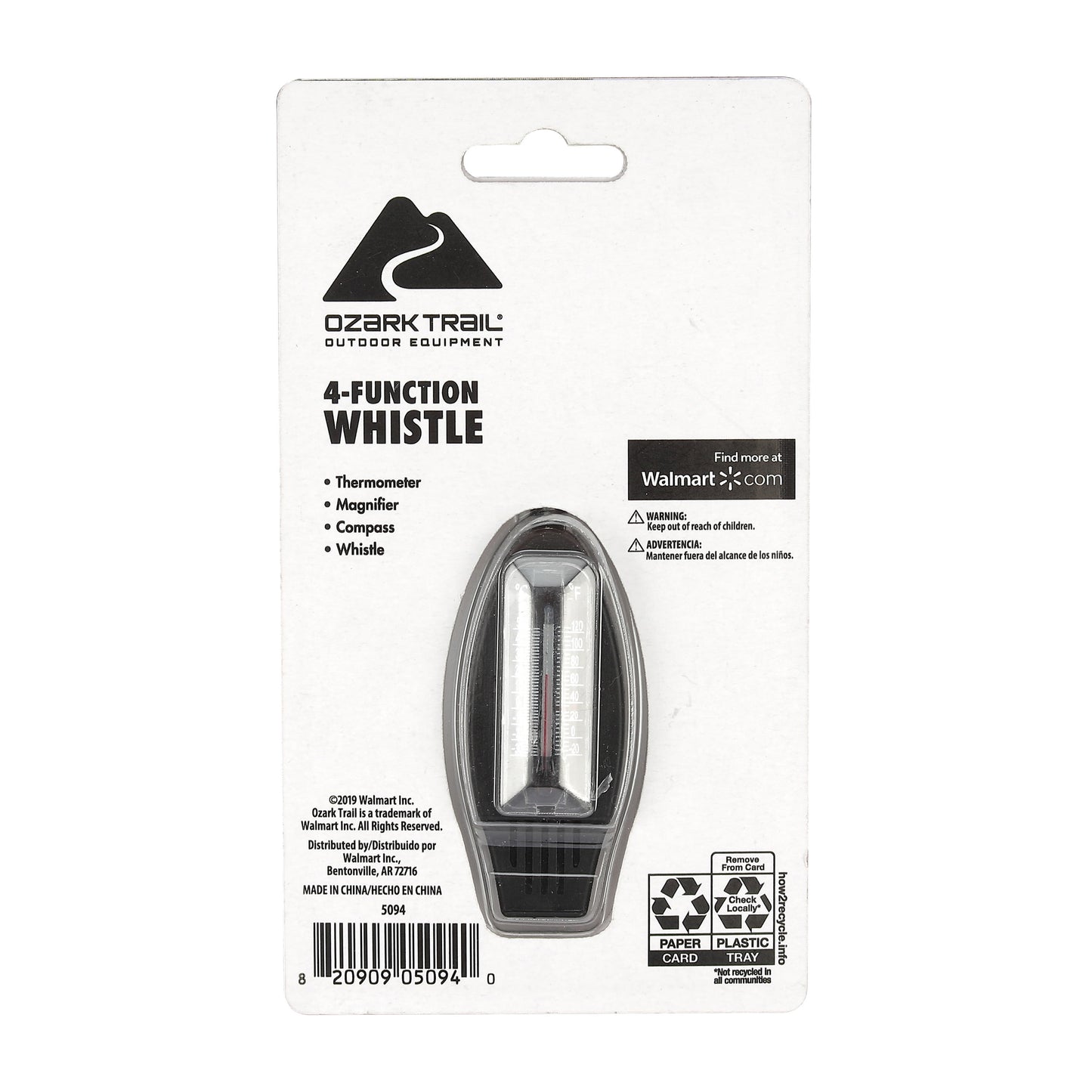 Black 4-Function Plastic Whistle - Peak Performance Outfitters