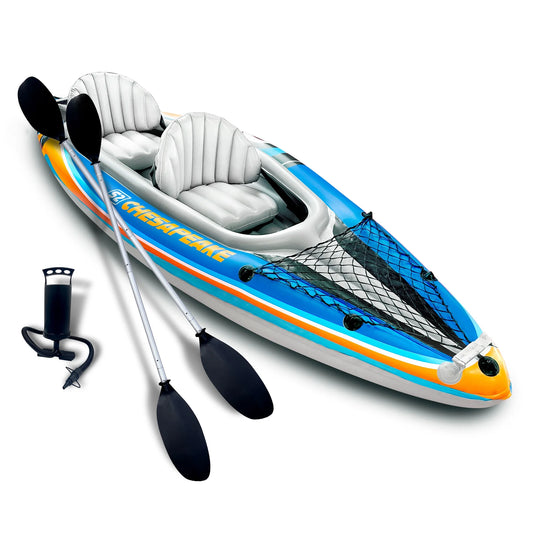 2-Person Inflatable Kayak Bundle with Aluminum Oars, Air Pump, and Bag - Peak Performance Outfitters