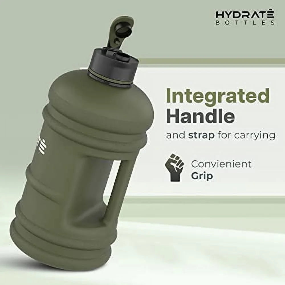 XL Matte Camo Half Gallon Water Bottle with Flip Cap, BPA Free - Ideal for Gym, Extra Strong Material (74 Oz) - Peak Performance Outfitters