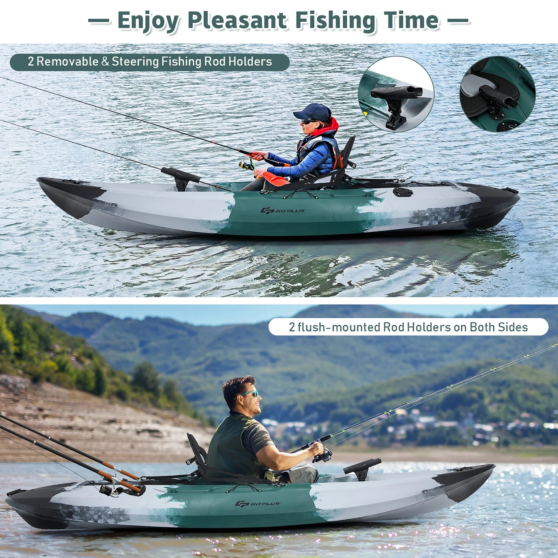 Sit-On-Top Fishing Kayak with Rod Holders and Paddle - Peak Performance Outfitters