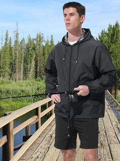 UIQUR Mens Rain Jacket Raincoat Windbreaker Running Waterproof Lightweight Packable with Hood Travel Hiking Cycling