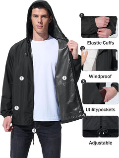 UIQUR waterproof packable rain jacket with hood and sealed seams