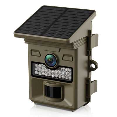 48MP 4K Solar Trail Camera with Night Vision, Motion Activation, and Waterproof Design for Hunting Game