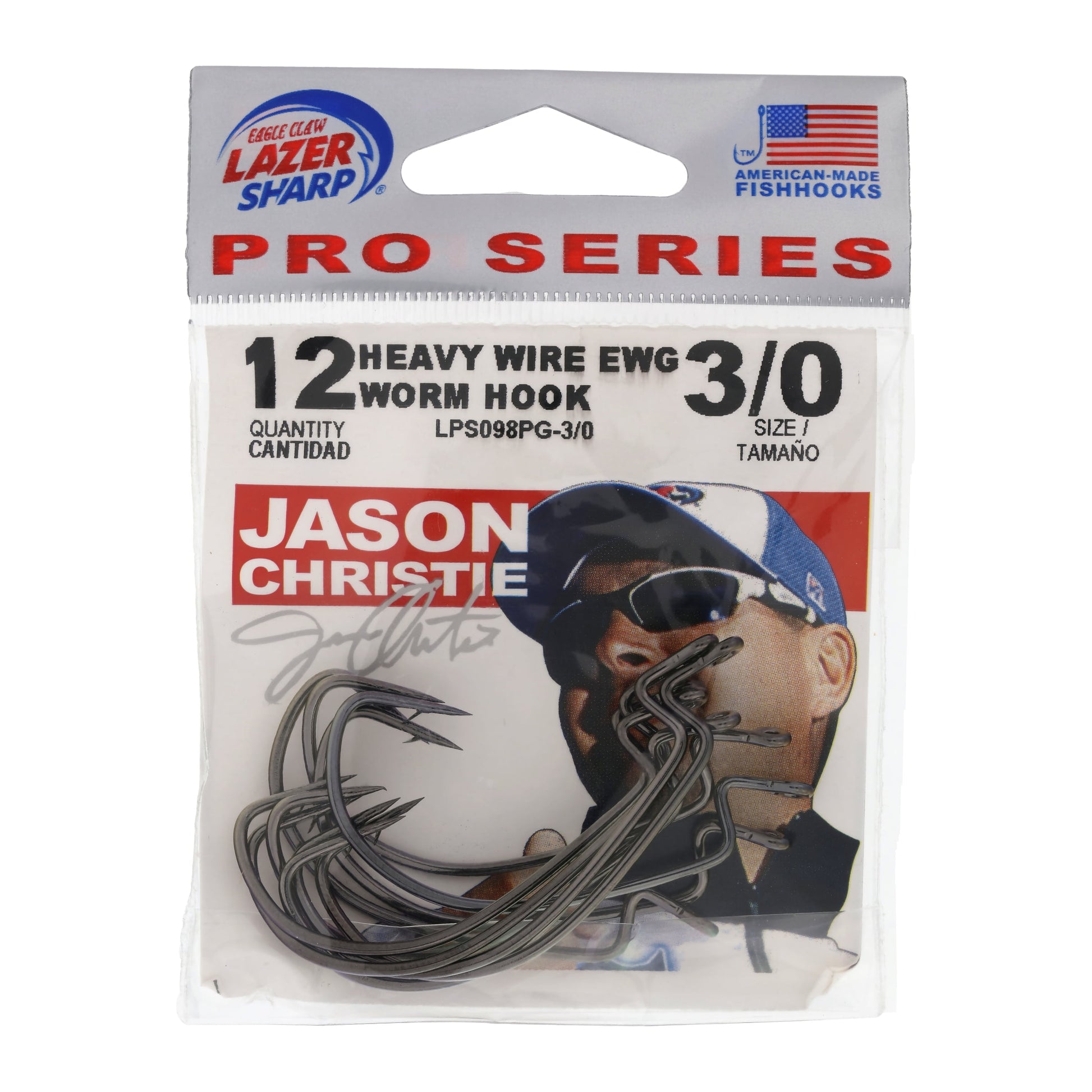 Jason Christie Heavy Wire EWG Worm Fishing Hooks, Size 3/0, 12 Pack - Peak Performance Outfitters