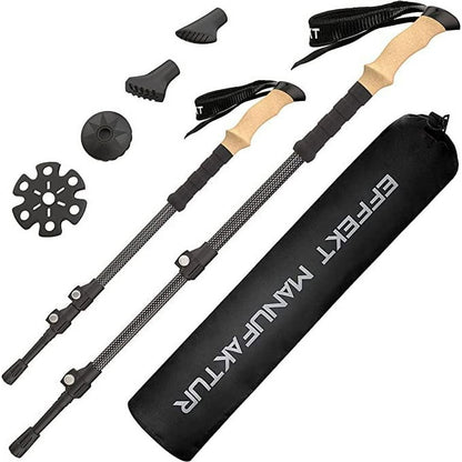 Carbon Fiber Trekking Poles — Ultra-Lightweight Collapsible Trail Poles with Tungsten Carbide Tips - Peak Performance Outfitters