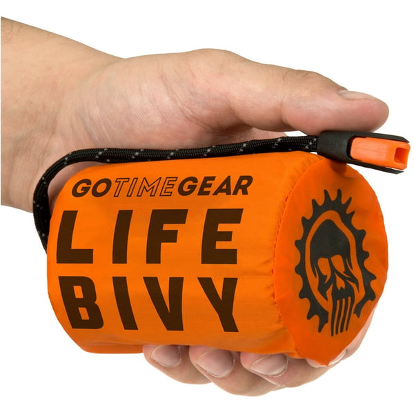 Emergency mylar bivvy bag — lightweight survival sleeping bag reflects 90% body heat