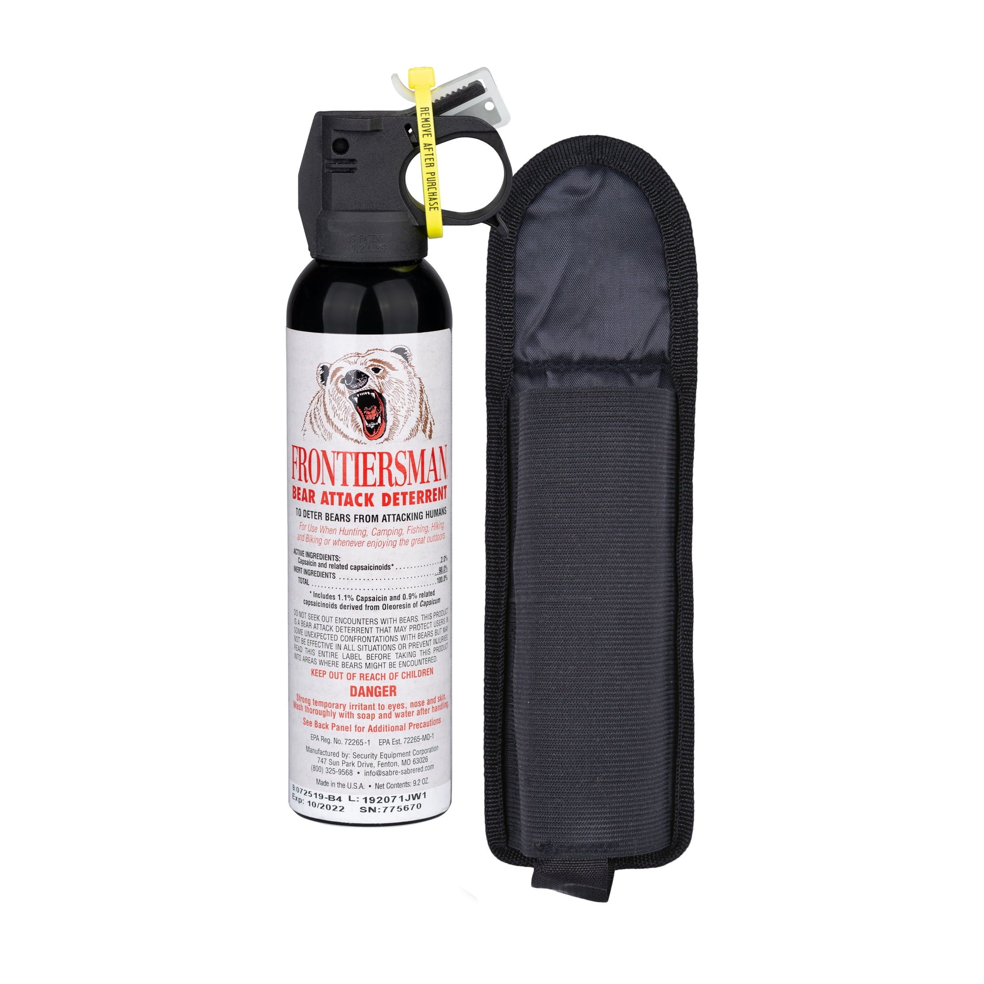 Frontiersman 9.2 oz Bear Spray with Belt Holster - White, 9.5 Inches - Peak Performance Outfitters