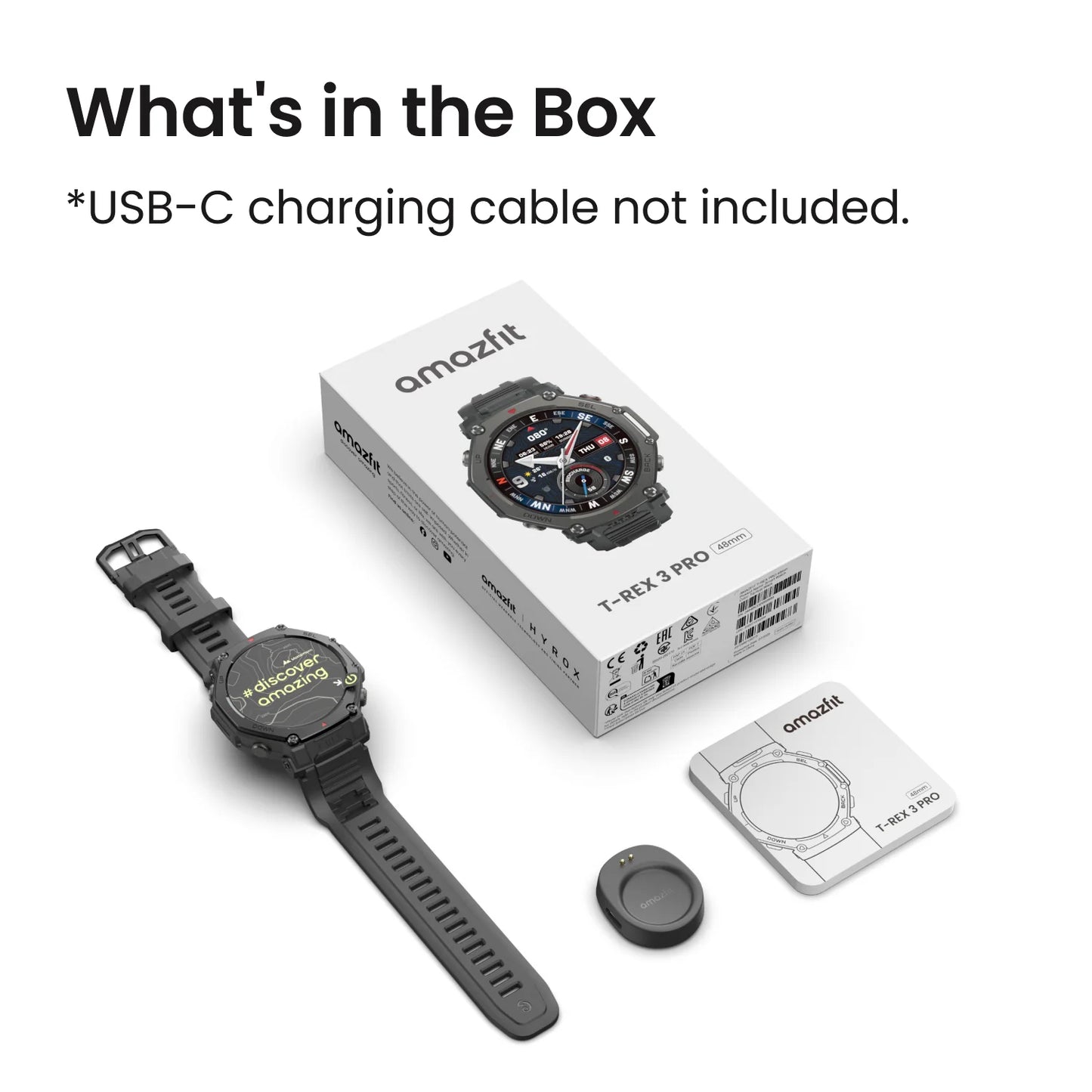 Amazfit T-Rex 3 Pro Outdoor Smart Watch 44Mm Sapphire AMOLED Display with Flashlight, Ti Bezel, Dual Band GPS, Offline Maps, 17 Days Battery, 10 ATM, 180+ Sports Mode for Android & Iphone, Black