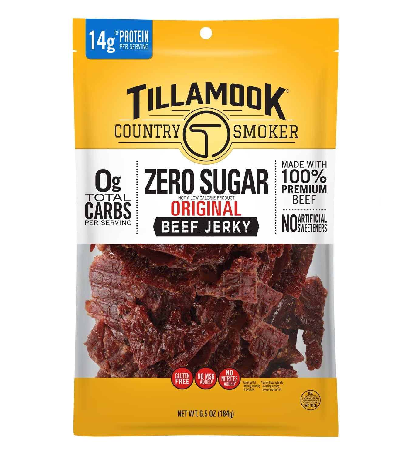 Tillamook Country Smoker Zero Sugar Beef Jerky, Original 6.5 oz - Peak Performance Outfitters