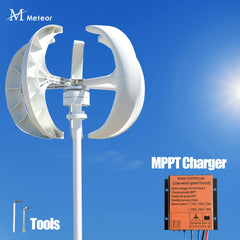 Vertical axis wind turbine generator by Unbranded, 5000W, low noise, off-grid system with MPPT charger, suitable for 12V, 24V, or 48V setups.
