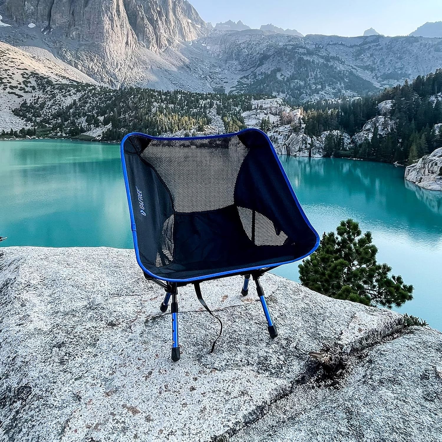 Height Adjustable Camping Chair - Ultralight Portable Folding Chair for Outdoor Activities - Heavy Duty and Durable - Dark Blue