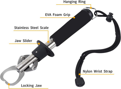 Stainless Steel Fish Lip Gripper with Weight Scale - Professional Fish Holder for 40 Pound Fish