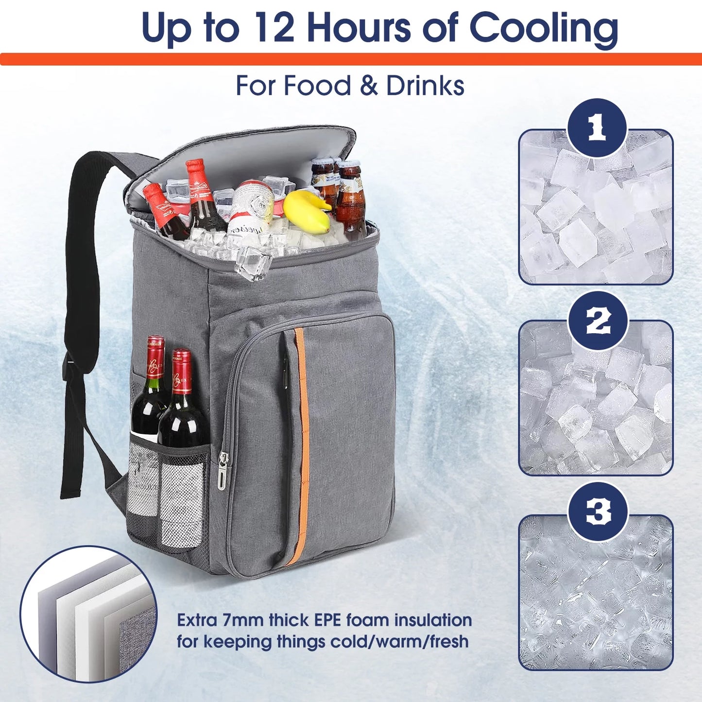 Insulated Leak Proof Waterproof Cooler Backpack - Gray - Peak Performance Outfitters