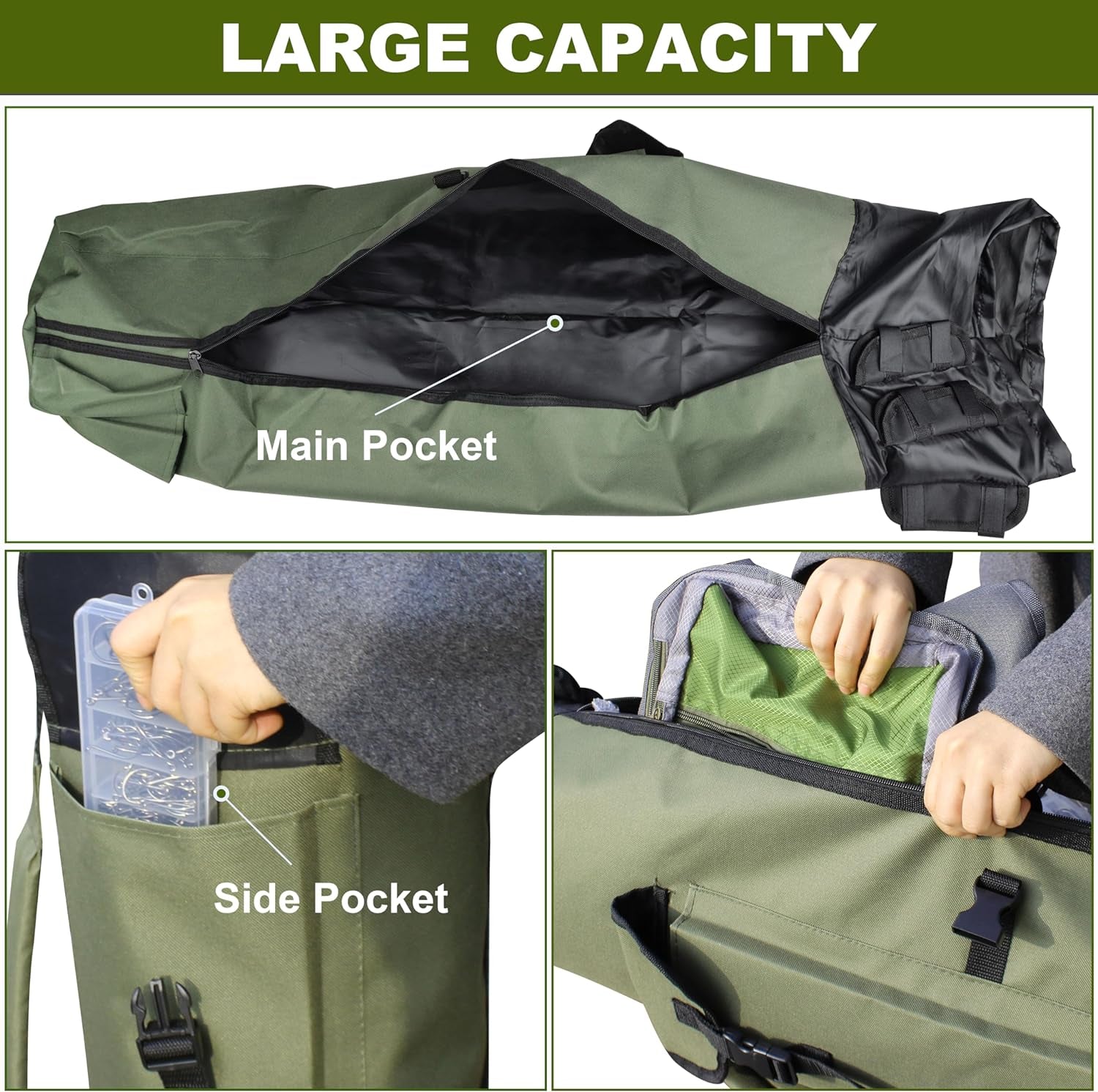 Portable Fishing Rod Case Carrier with Waterproof Canvas, Travel Carry Bag for Fishing Gear Organization - Peak Performance Outfitters