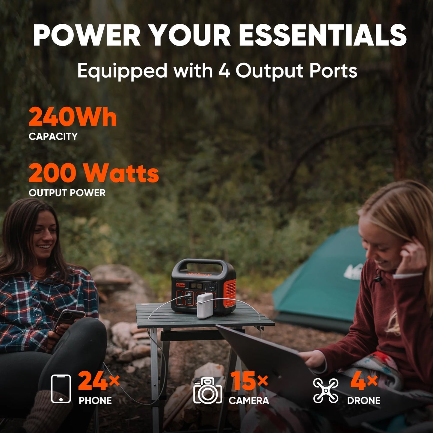 Explorer 240 Portable Power Station with 240Wh Lithium Battery, 110V/200W AC Outlet, Ideal for Outdoors, Camping, Travel, Hunting, and Emergencies (Solar Panel Compatible) - Peak Performance Outfitters