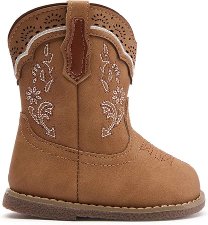 Bmcitybm Baby Cowboy Cowgirl Boots Infant Western Boots Toddler Boys Girls round Toe Riding Mid Calf Boots All Seasons for 6 9 12 18 24 Months