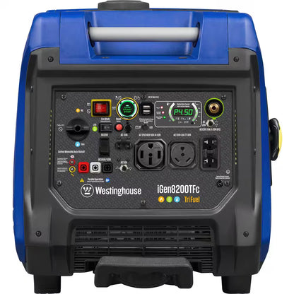 8,200-Watt Remote Electric Start Tri Fuel Gas, Propane, Natural Gas Powered Inverter Generator with CO Sensor