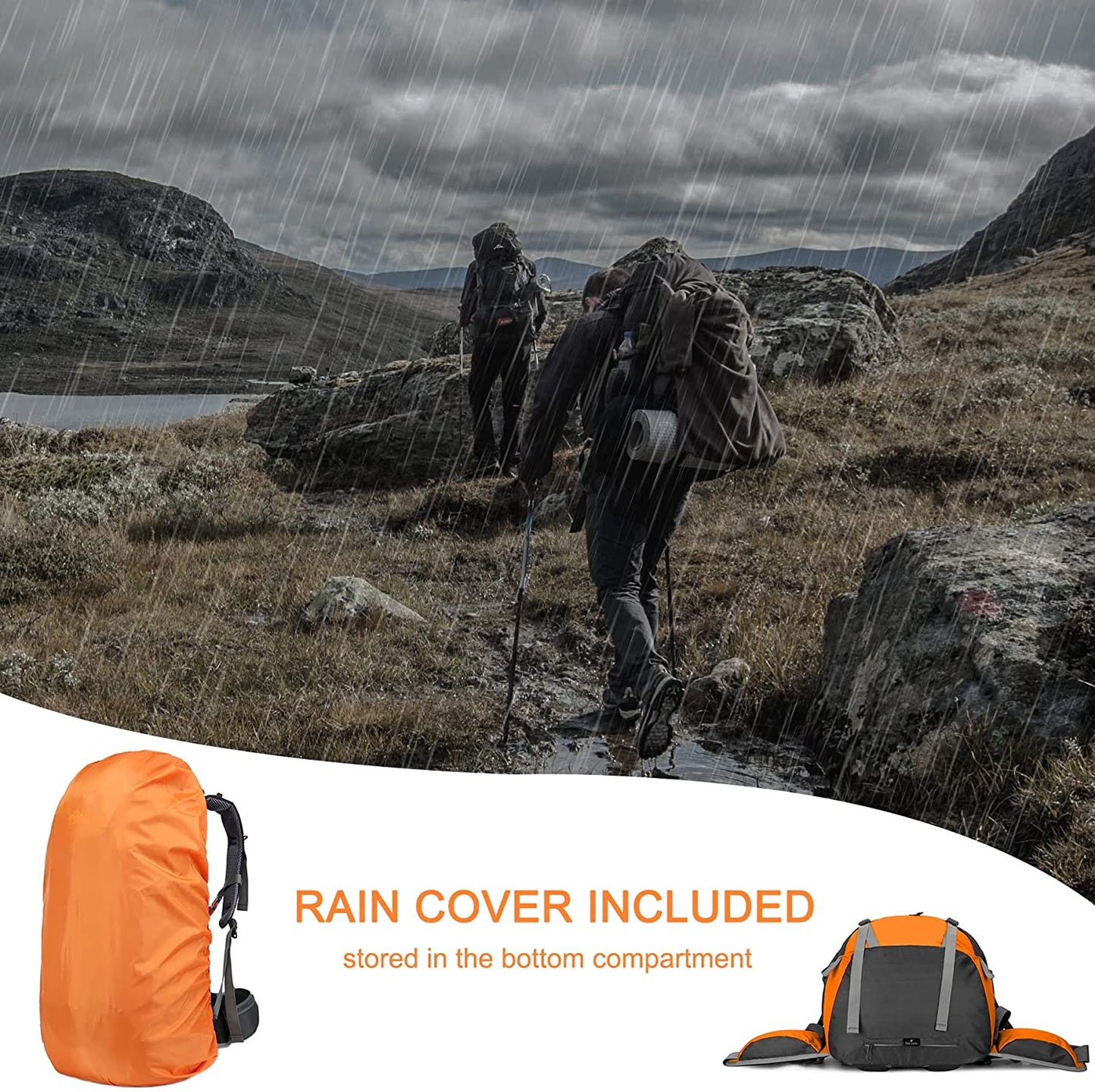 50L Waterproof Hiking Backpack with Rain Cover and Lightweight Design - Peak Performance Outfitters