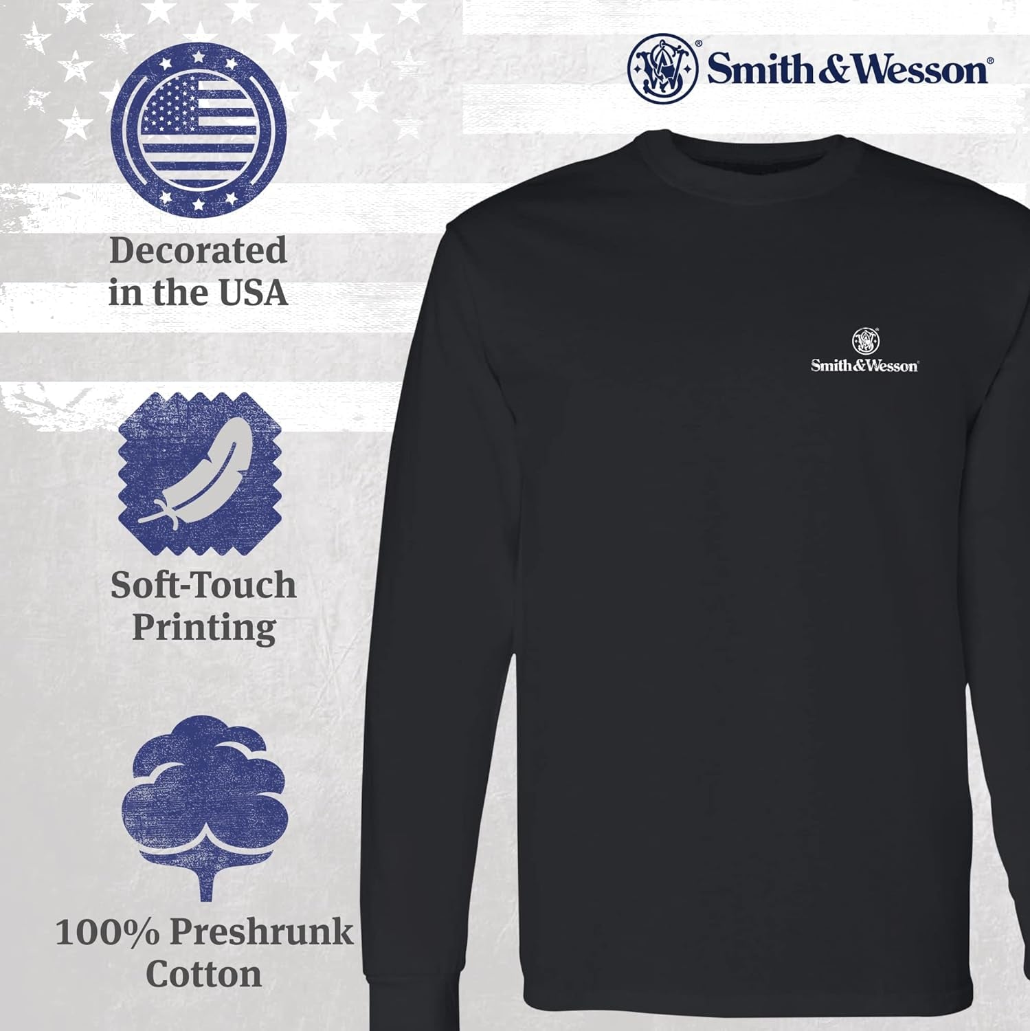 Smith & Wesson Men's Long Sleeve T-Shirt with Trademark Emblem Logo - Peak Performance Outfitters