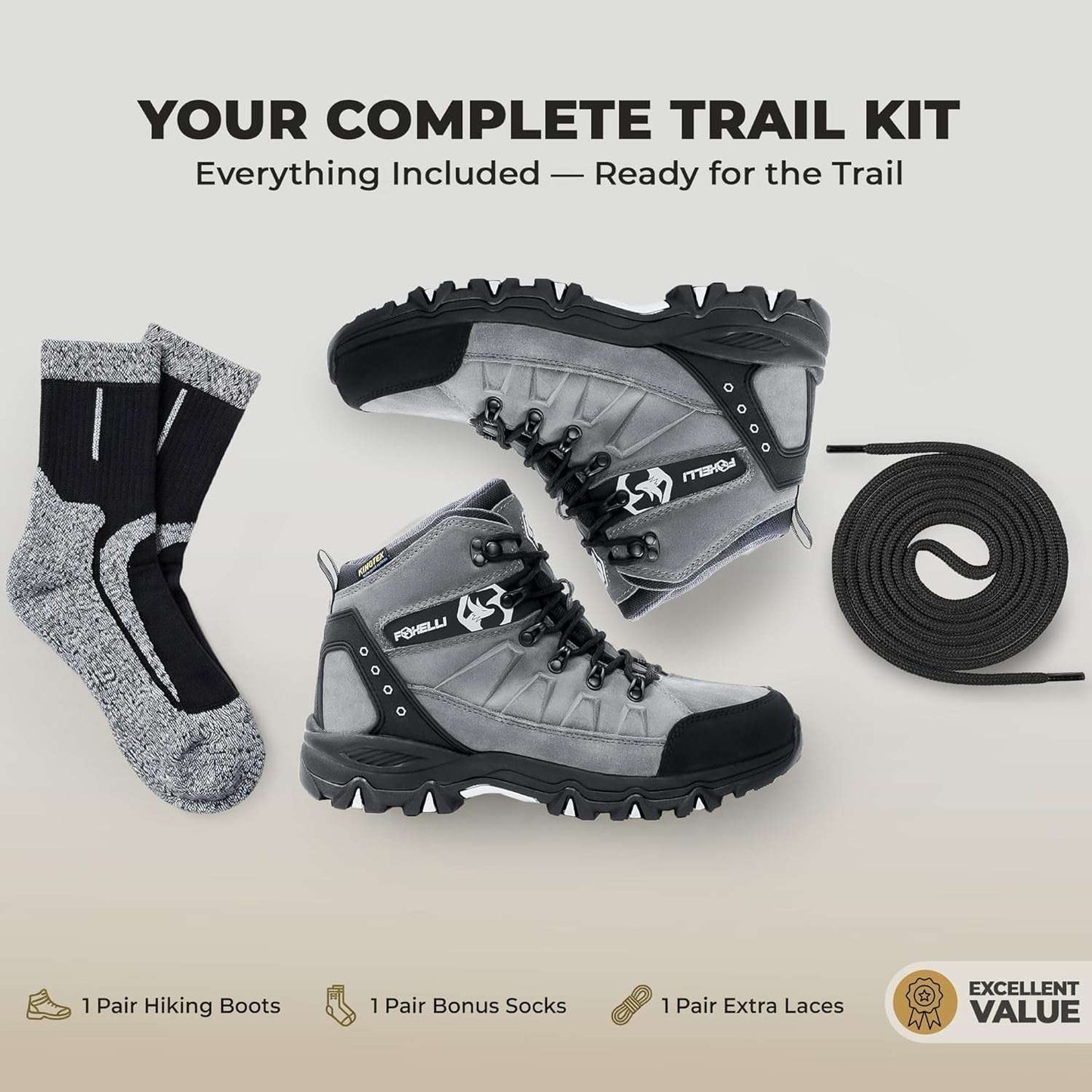 Foxelli Men’S Hiking Boots – Waterproof Breathable & Lightweight Suede Leather Hiking Boots for Men