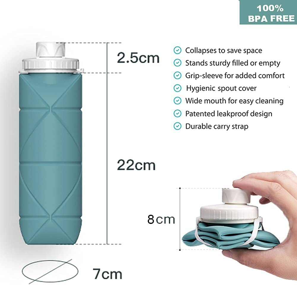 Collapsible Reusable Silicone Water Bottles with Valve for Hiking - Peak Performance Outfitters