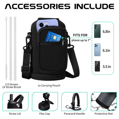 Stainless steel water bottle with straw lid