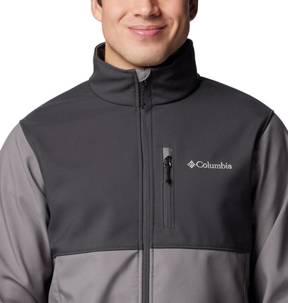 Columbia Men's Ascender softshell jacket front view showing athletic fit