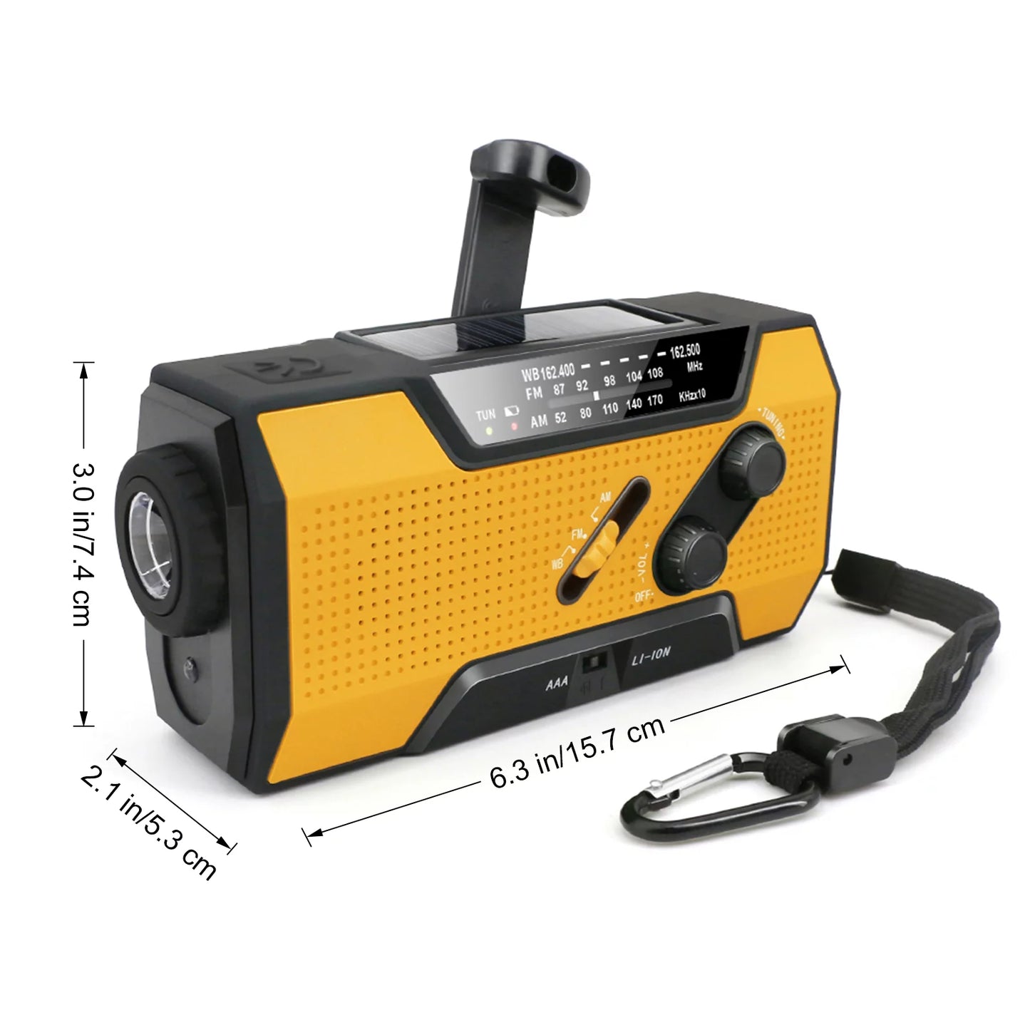 Portable Emergency Solar Weather Radio with Power Bank, Multiple Power Options, SOS Alarm, AM/FM & Flashlight for Outdoor Emergencies - Peak Performance Outfitters