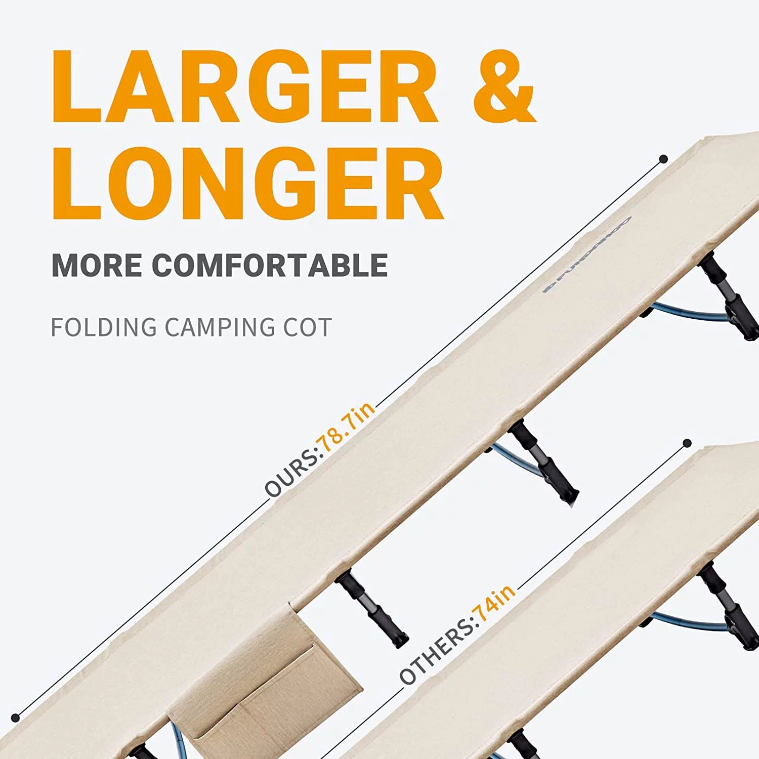 Folding Camping Cot Bed for Adults, Lightweight and Compact, Supports 265 lbs - Beige - Peak Performance Outfitters